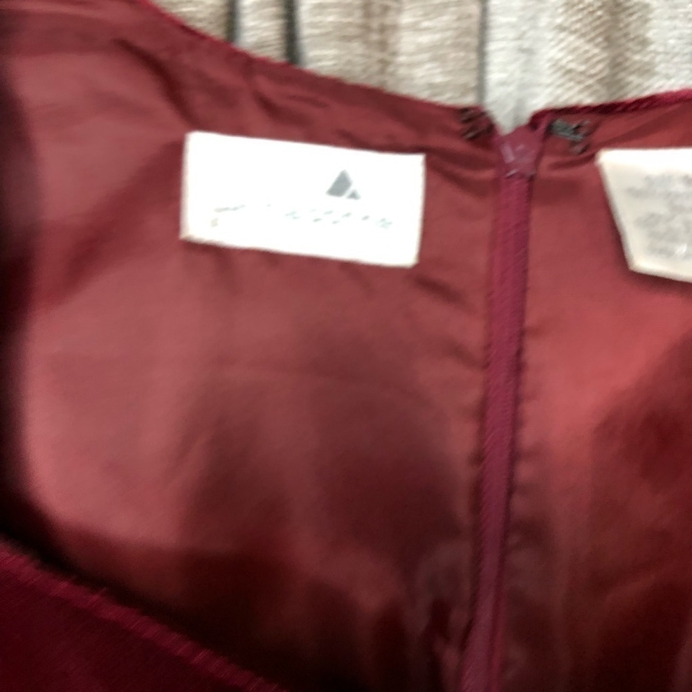 Vintage Liz Claiborne Dresses Burgundy Red Velvet Sweetheart Neckline Dress 10 - Picture 7 of 16
